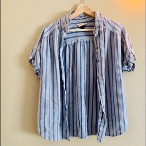 Button up blue and white stripes